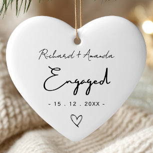 Cute first Christmas engaged minimal Ceramic Ornament