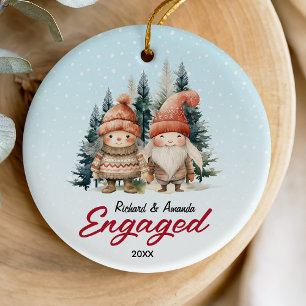 Cute first Christmas engagement nordic theme Ceramic Ornament