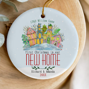 Cute first Christmas in our new home cute houses Ceramic Ornament