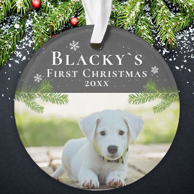 Cute First Christmas Puppy Christmas Photo Ornament (Creator Uploaded)
