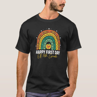 Cute First Day Of 5th Grade Student Teacher Rainbo T-Shirt