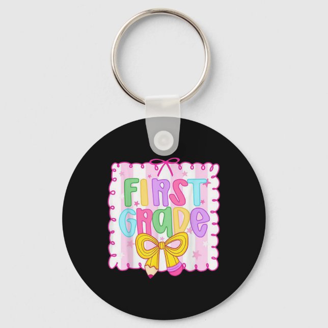 Cute First Day Of School Preppy Fifth Grade Back T Keychain (Front)