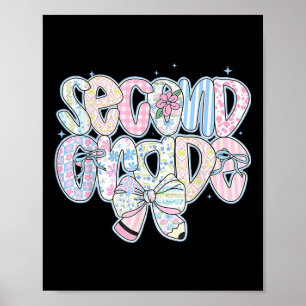Cute First Day Of School Preppy Second Grade Back  Poster
