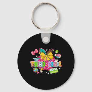 Cute First Day Of School Preppy Third Grade Back T Keychain