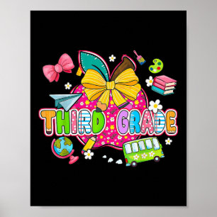 Cute First Day Of School Preppy Third Grade Back T Poster