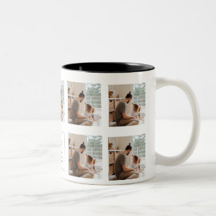 Cute first father's day daddy love photo collage  Two-Tone coffee mug