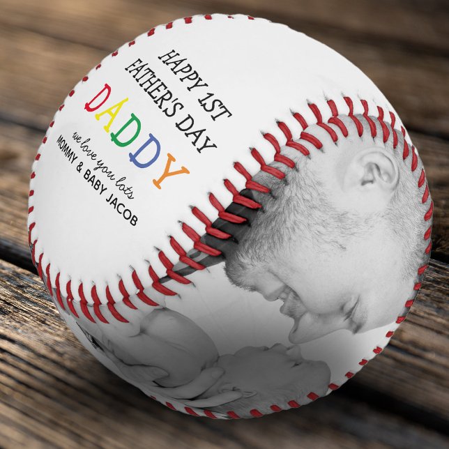 Cute First Father's Day Daddy | Photo Collage Baseball (Creator Uploaded)
