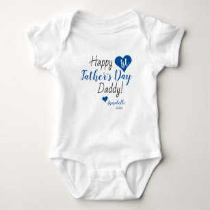 Cute First Father's Day Gift Blue Baby Girl Boy Baby Bodysuit