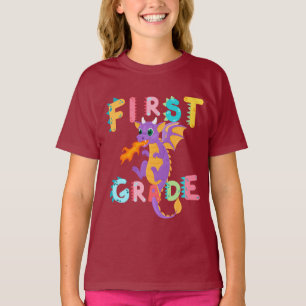 Cute First GRADE Dinosaur Squad School boys kids T-Shirt