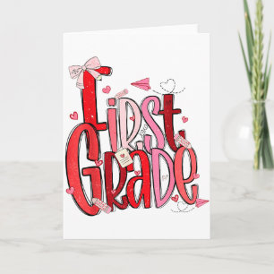 Cute First Grade Valentine For Kids School Day Card