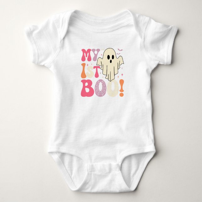 Cute First Halloween Romper with Ghost and Webs (Front)