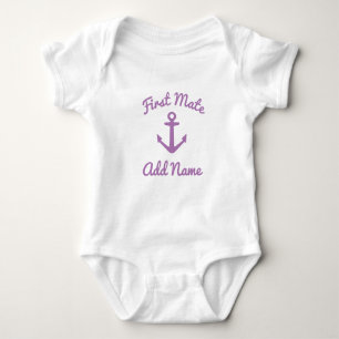 Cute first mate pink anchor baby bodysuit