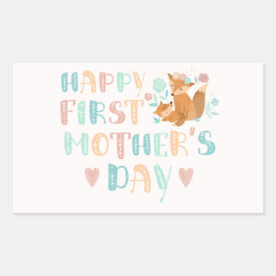 Cute First Mothers Day Boho Typography Sticker