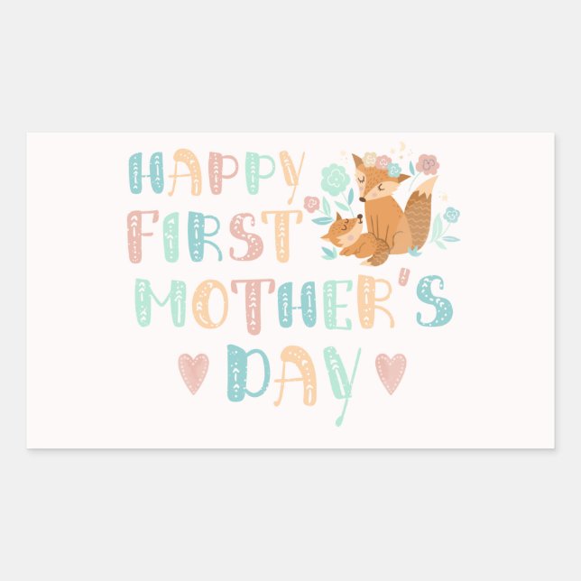 Cute First Mothers Day Boho Typography Sticker (Front)