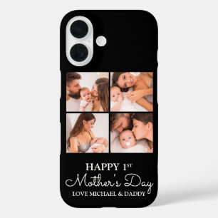 Cute First Mothers Day Modern Photo Collage iPhone 16 Case
