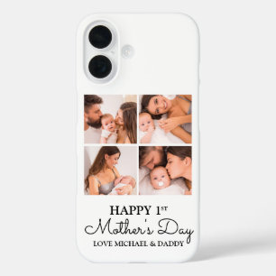 Cute First Mothers Day Modern Photo Collage iPhone 16 Case