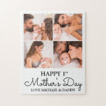 Cute First Mothers Day Modern Photo Collage Jigsaw Puzzle<br><div class="desc">Happy First Mother's Day! If you need the perfect photo collage item to wish a new mom a happy first Mother's Day,  then customize this item with your own photos of mom and baby.</div>