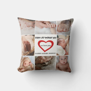 Cute First Mother's Day Mommy   Photo Collage Throw Pillow