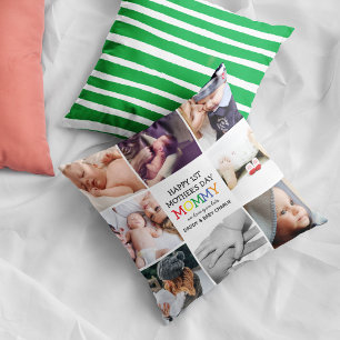 Cute First Mother's Day Mommy   Photo Collage  Throw Pillow