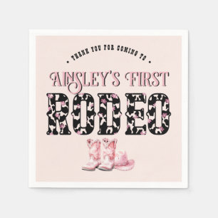 Cute First Rodeo Pink Personalized 1st Birthday Napkin