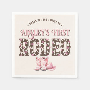 Cute First Rodeo Pink Personalized 1st Birthday Napkin
