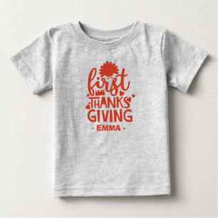 Cute First Thanks Giving Personalized Baby's Name Baby T-Shirt