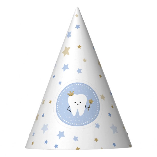 Cute first tooth party hat with stars (Front)