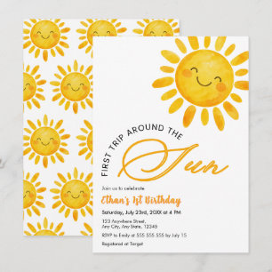 Cute First Trip Around the Sun 1st Birthday  Invitation