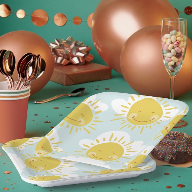 Cute First Trip Around The Sun First Birthday Pape Paper Plate (Multi)
