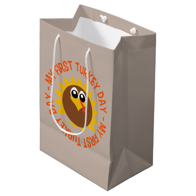 cute First turkey Thanksgiving Holiday Medium Gift Bag (Front Angled)