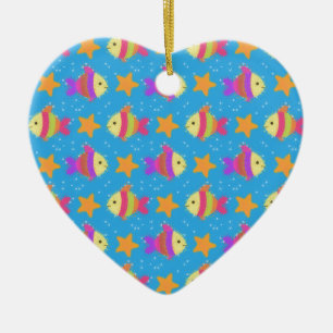 Cute Fish And Starfish Pattern Ceramic Ornament