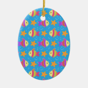 Cute Fish And Starfish Pattern Ceramic Ornament