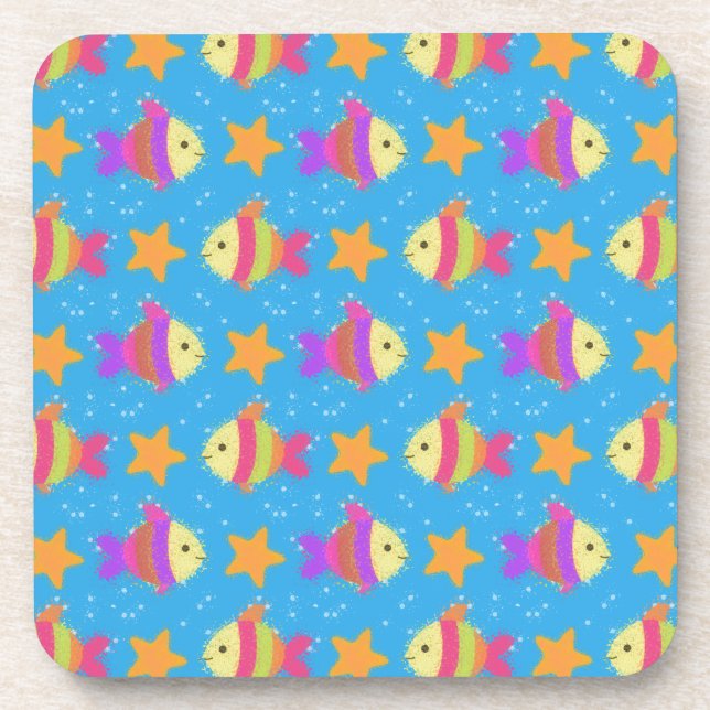 Cute Fish And Starfish Pattern Coaster (Front)