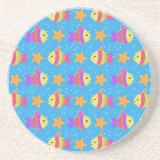 Cute Fish And Starfish Pattern Coaster (Front)