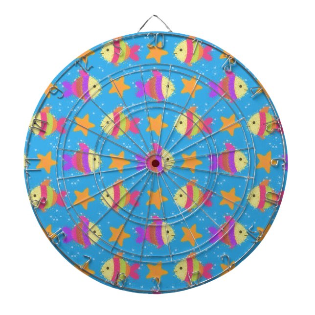 Cute Fish And Starfish Pattern Dartboard (Front)