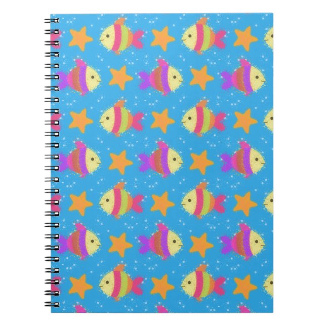 Cute Fish And Starfish Pattern Notebook (Front)