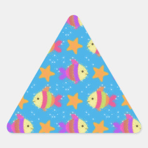 Cute Fish And Starfish Pattern Triangle Sticker