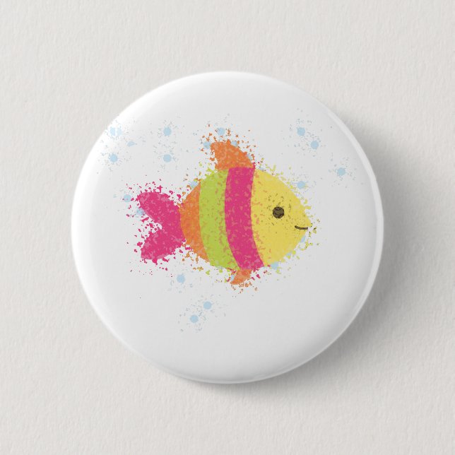 Cute Fish Cartoon 2 Inch Round Button (Front)