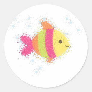 Cute Fish Cartoon Classic Round Sticker