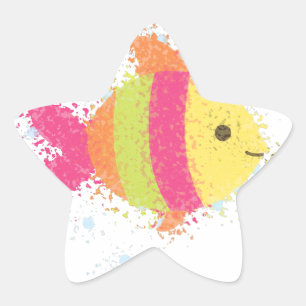Cute Fish Cartoon Star Sticker