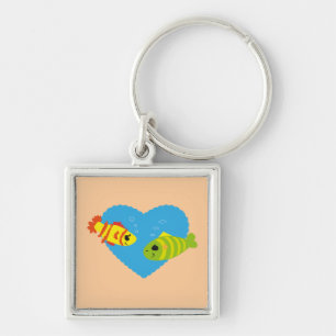 Cute Fish Couple Valentine Aquarium Love Keychain