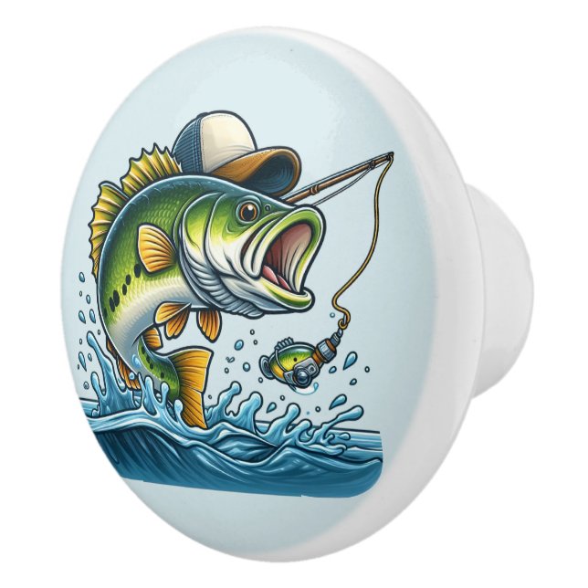 Cute fish crafting home Ceramic Knob (Right)