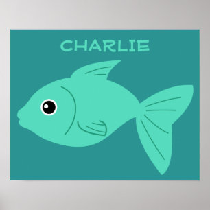 Cute Fish custom name poster