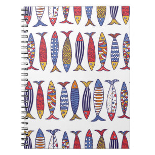 Cute Fish Illustration: Kids Seamless Background Notebook