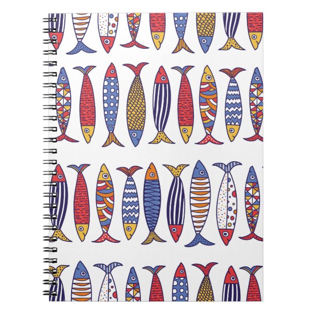 Cute Fish Illustration: Kids Seamless Background Notebook (Front)