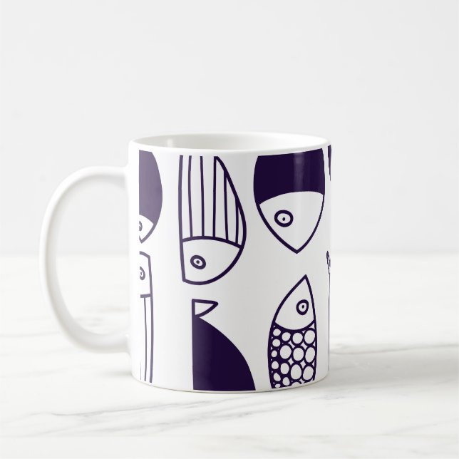 Cute fish. Kids background. Seamless pattern. Can  Coffee Mug (Left)