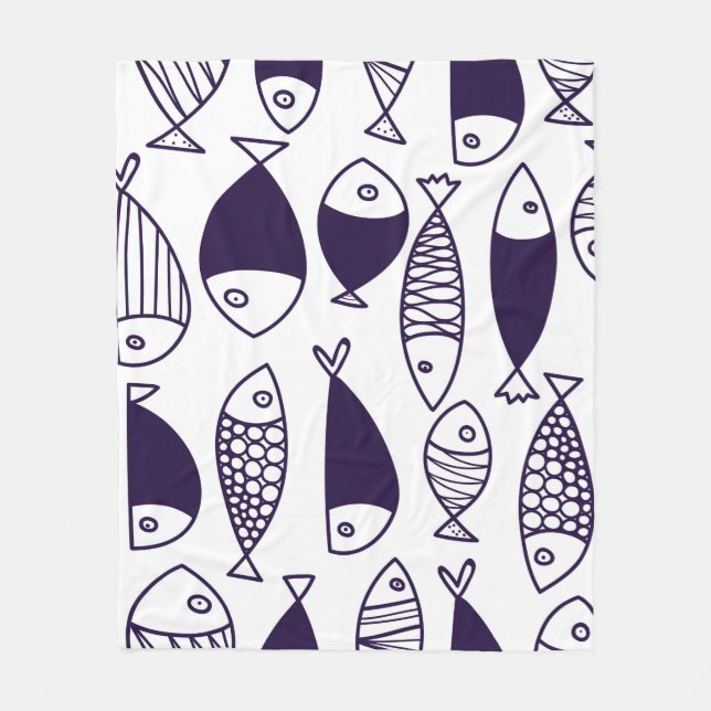 Cute fish. Kids background. Seamless pattern. Can  Fleece Blanket (Front)
