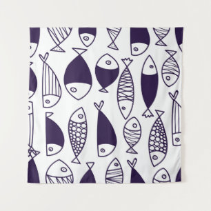 Cute fish. Kids background. Seamless pattern. Can  Tapestry