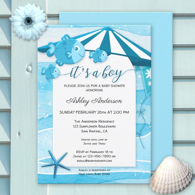 Cute Fish Nautical Baby Shower Invitation (Creator Uploaded)
