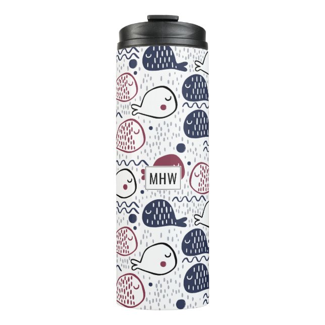 Cute Fish Pattern custom monogram tumbler (Front)